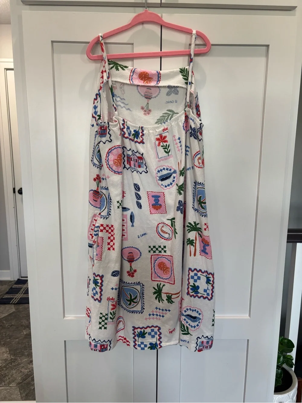 Monteau White Maxi Dress with Multicolor Tropical Print